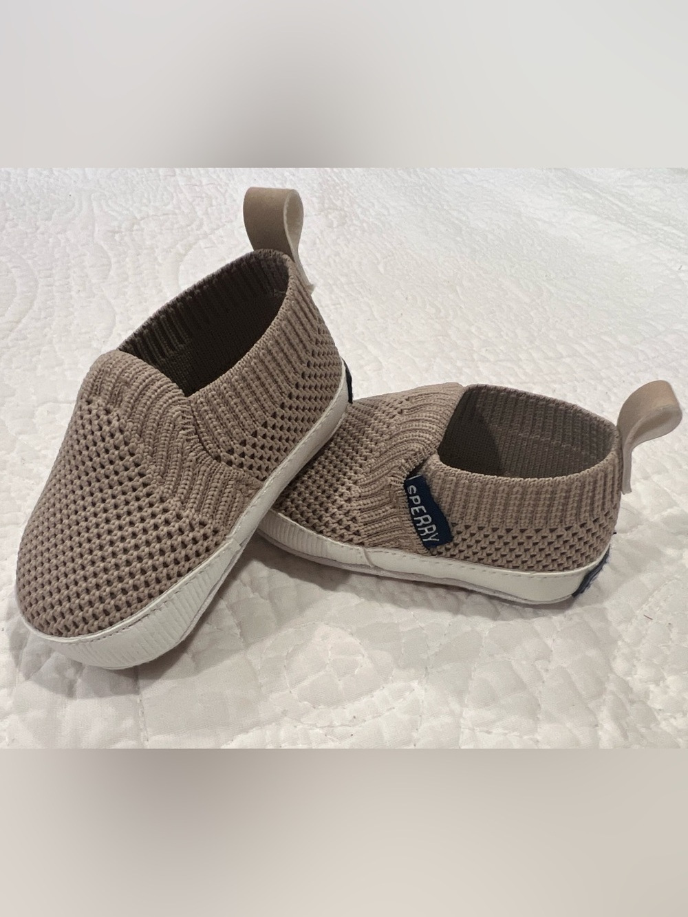 Sperry Baby Size 1 / 0-3M Knit Slip On Shoes Oatmeal Beige
